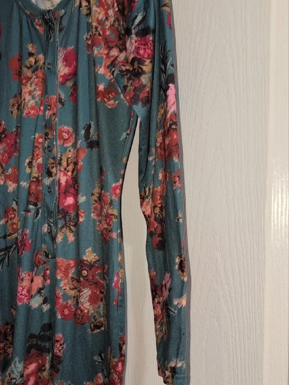 Joyfolie Girls Teal Floral One Piece Pajama Jumpsuit Boho Lounge Onesie 12